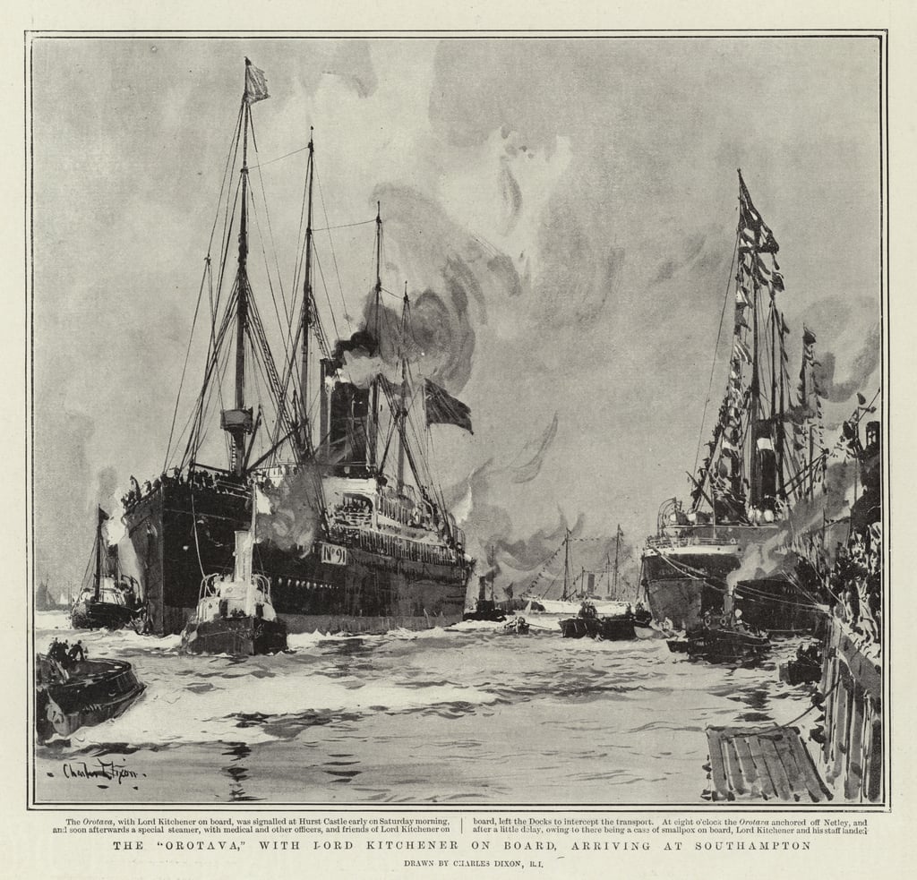 The Orotava, with Lord Kitchener on Board, arriving at Southampton